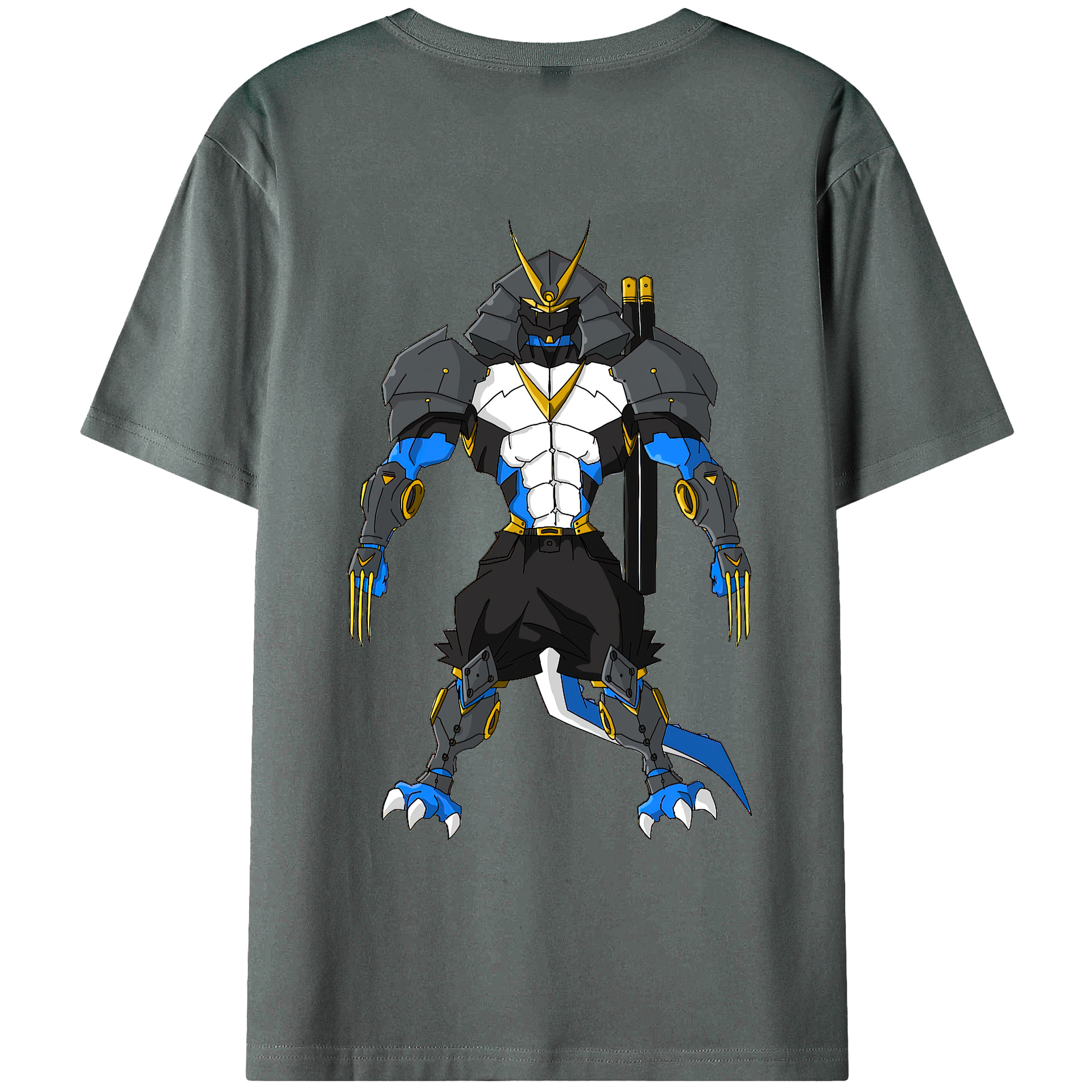 （画像用） Digimon デジタルモンスター/デジモン 綿100％ メンズ半袖Tシャツ（バックプリント） 通気性